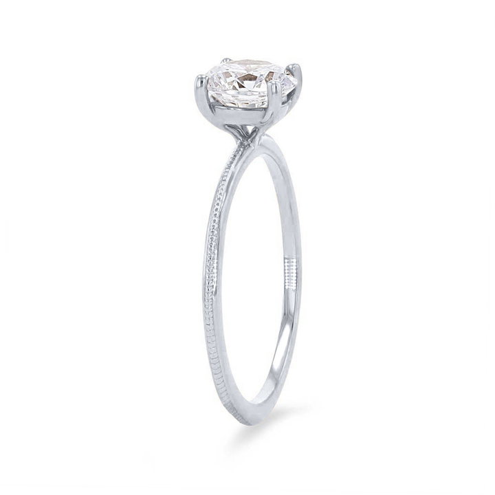 Solitaire Milgrain Knife Edge Engagement Setting In White Gold 14K