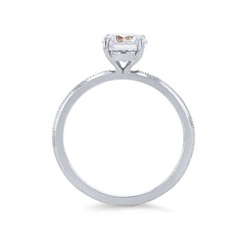 Solitaire Milgrain Knife Edge Engagement Setting In White Gold 14K