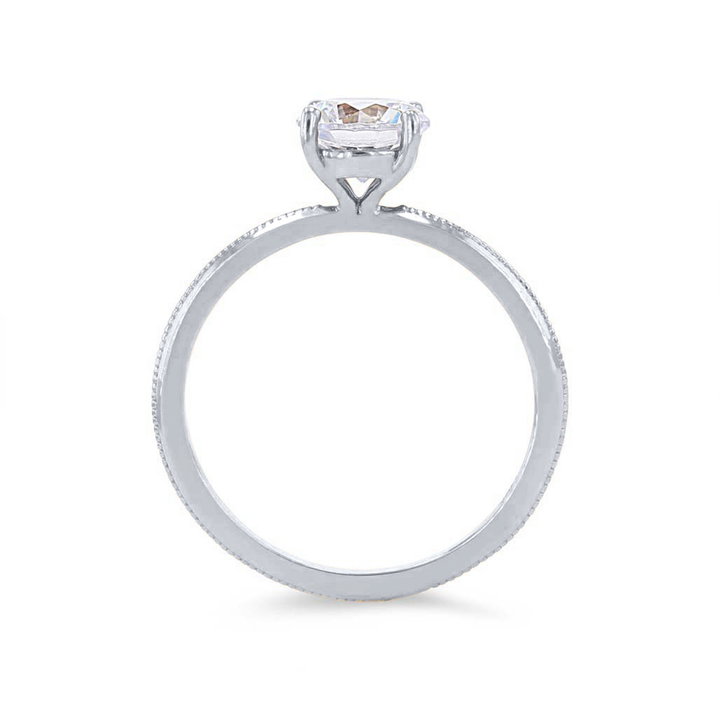 Solitaire Milgrain Knife Edge Engagement Setting In White Gold 14K