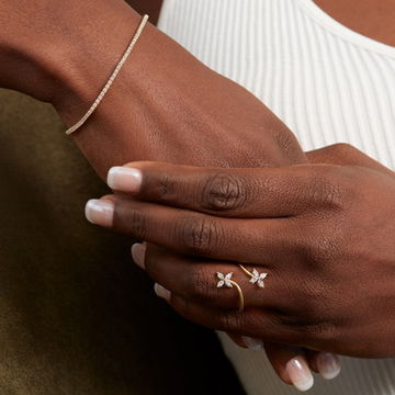 Simon G. Floral Marquise Diamond Bypass Ring