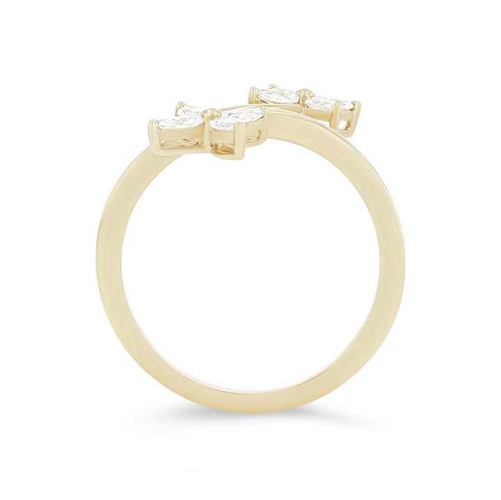 Yellow Gold 18K Simon G. Floral Marquise Diamond Bypass Ring