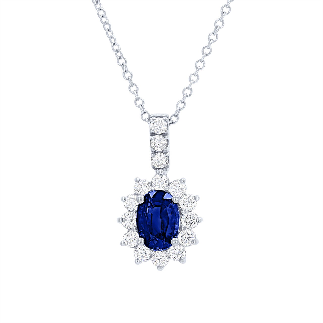 Sapphire and Diamond Halo Pendant