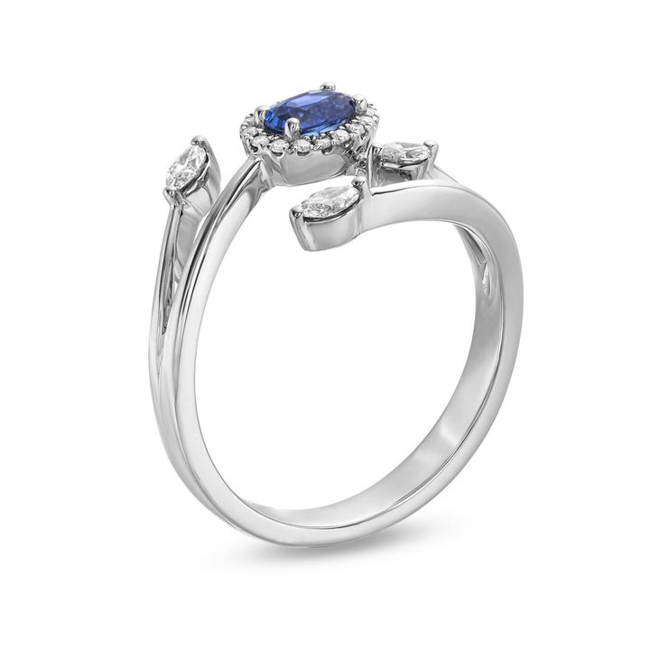 White Gold 18K Simon G. Tempera Sapphire and Diamond Ring