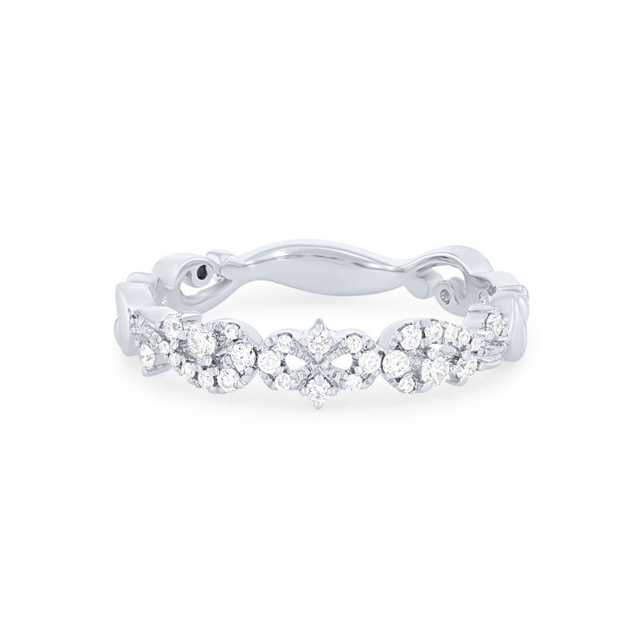 White Gold 14K Kirk Kara Angelique Artisan Crown Diamond Wedding Band