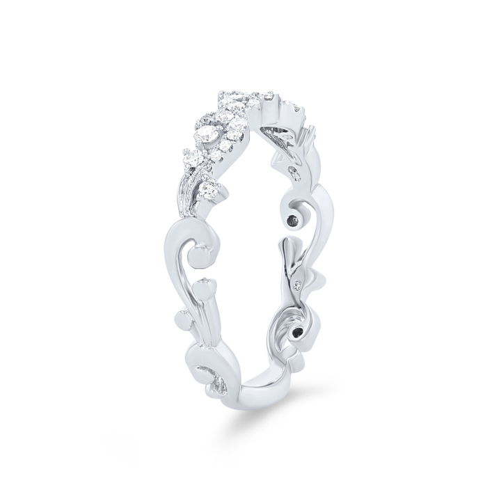 White Gold 14K Kirk Kara Angelique Artisan Crown Diamond Wedding Band
