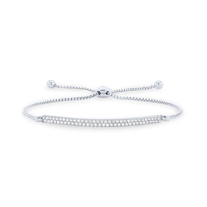 Pave Diamond Bolo Bracelet In White Gold 14K
