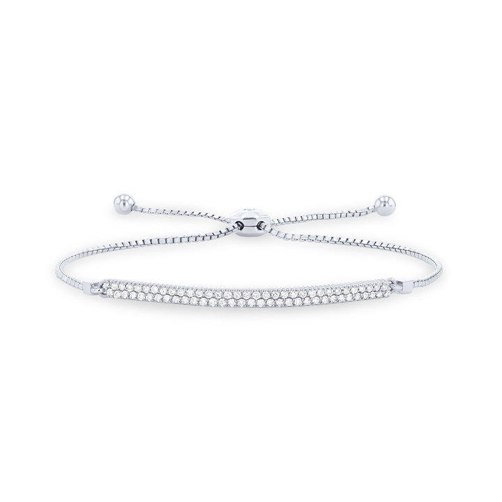 Pave Diamond Bolo Bracelet In White Gold 14K