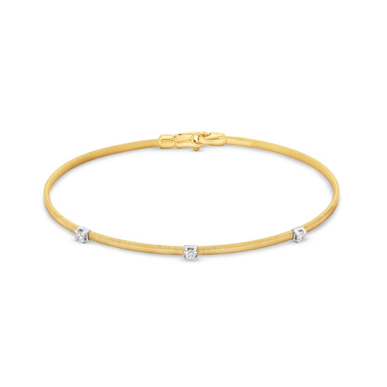 Three Stone Diamond Station Bangle Bracelet