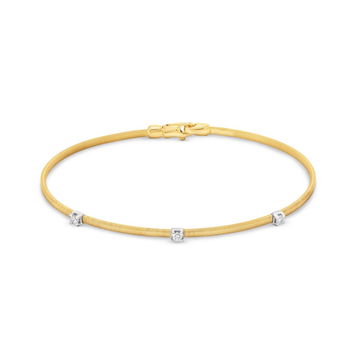 Three Stone Diamond Station Bangle Bracelet In White Gold 14K