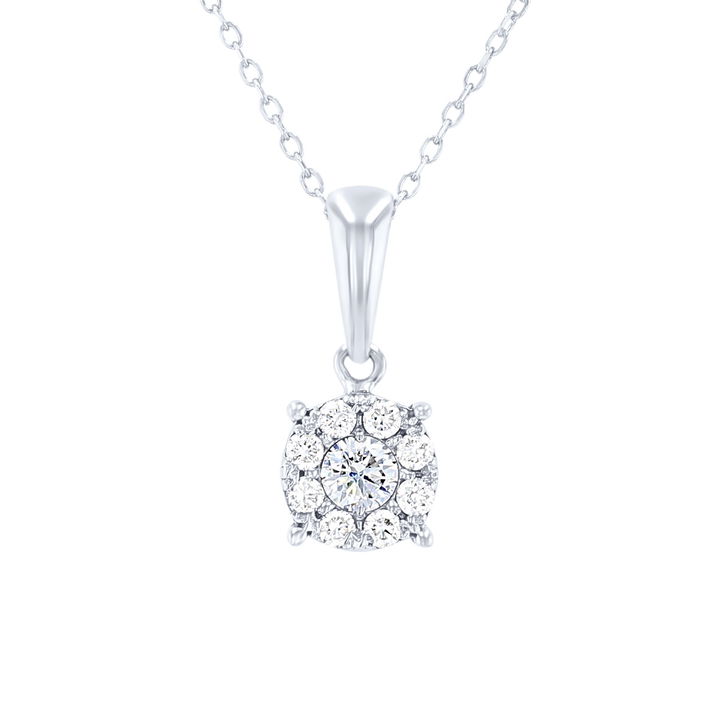White Gold 14K Diamond Cluster Pendant