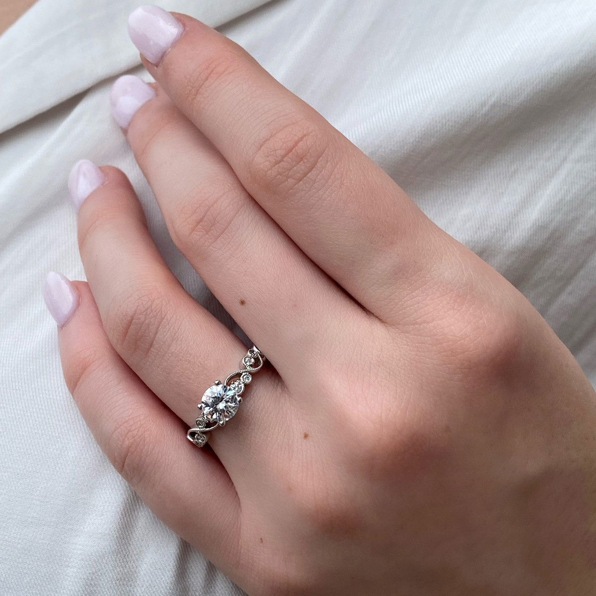 Kirk Kara Angelique Lace Milgrain Diamond Engagement Setting 2