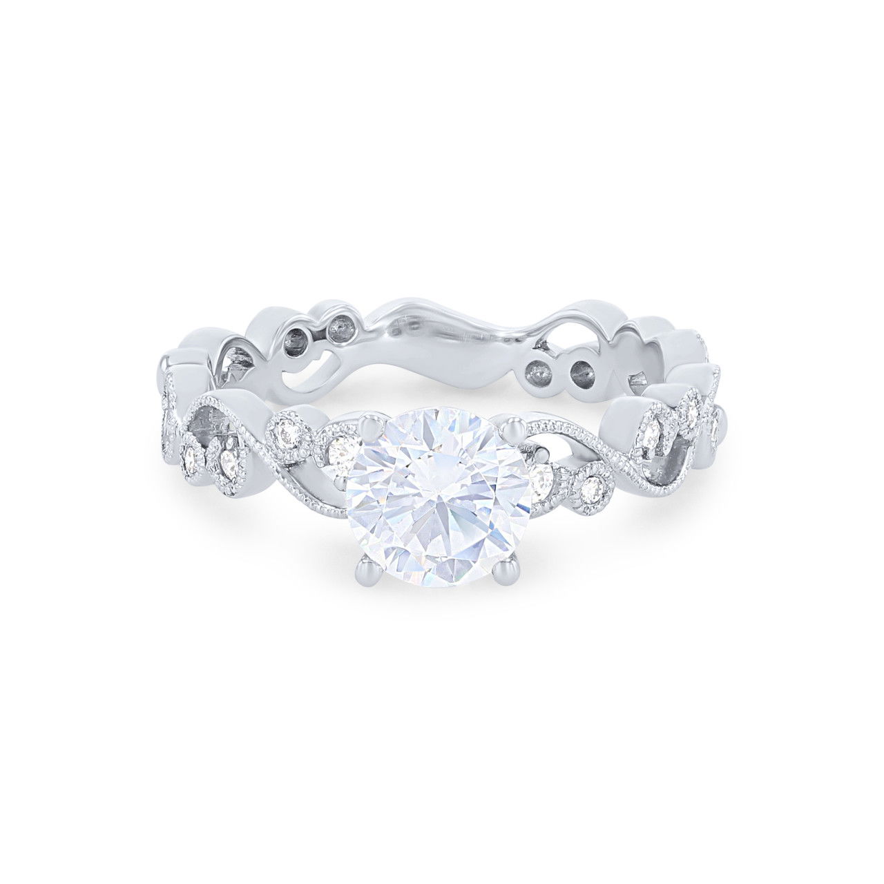Kirk Kara Angelique Lace Milgrain Diamond Engagement Setting 0