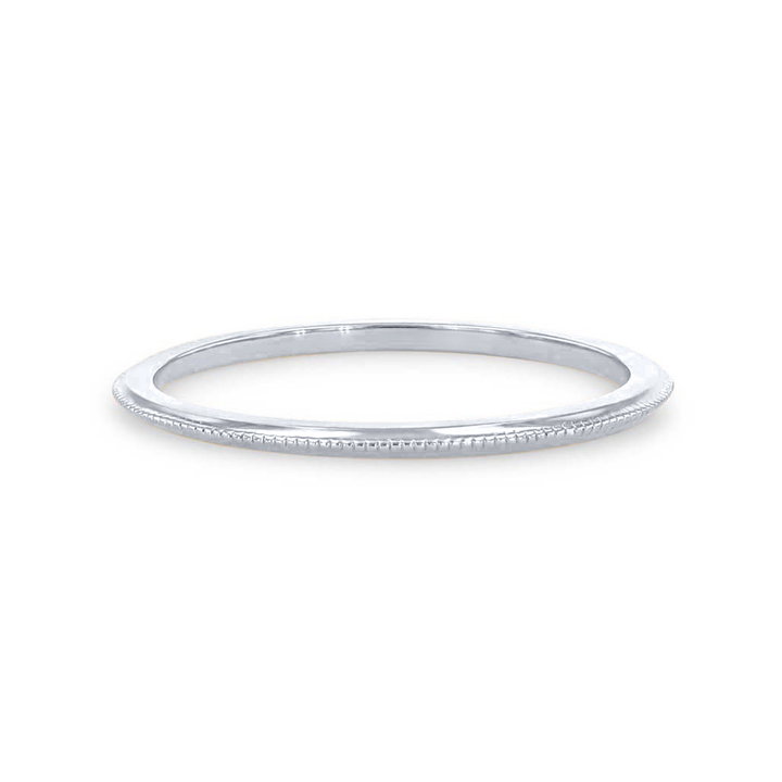 Milgrain Knife Edge Wedding Band In White Gold 14K