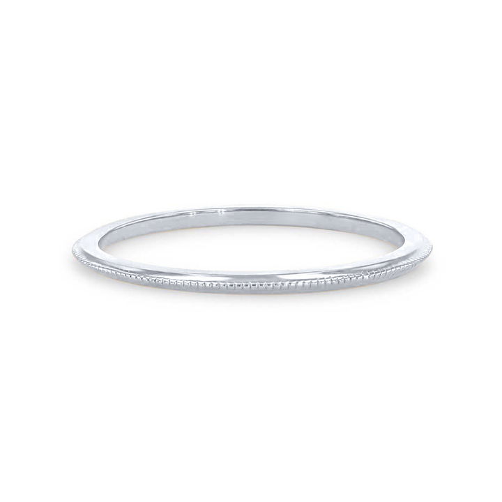 Milgrain Knife Edge Wedding Band In White Gold 14K