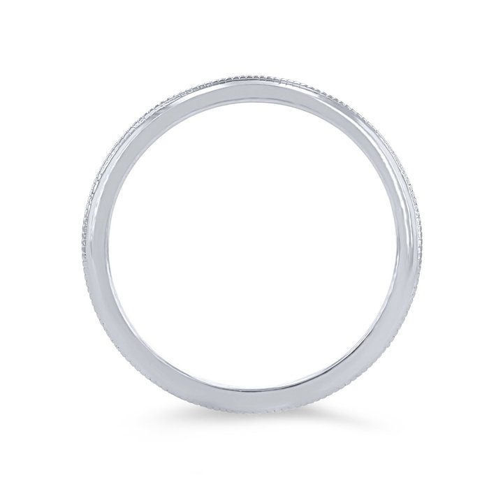 Milgrain Knife Edge Wedding Band In White Gold 14K