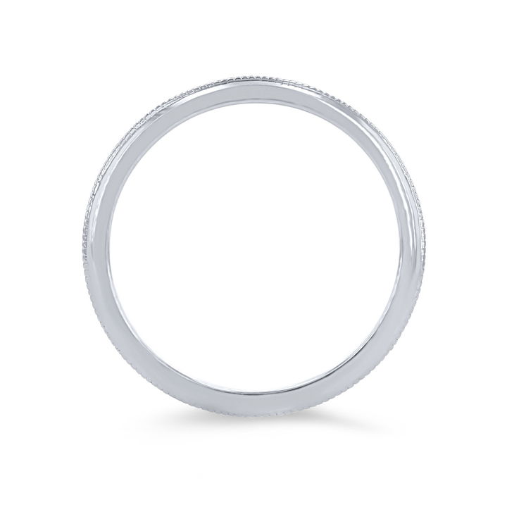 Milgrain Knife Edge Wedding Band In White Gold 14K