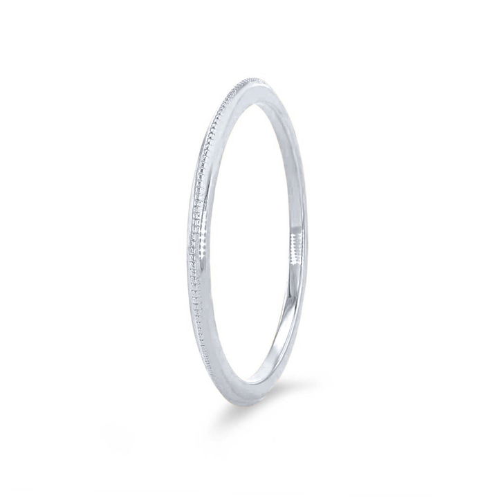 Milgrain Knife Edge Wedding Band In White Gold 14K