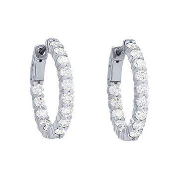 Oval Shape 0.85 Inch Diamond Hoop Earrings