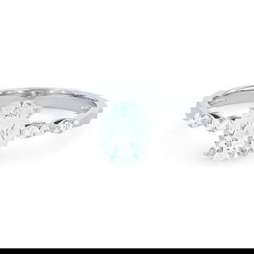 Aquamarine and Diamond Scallop Ring
