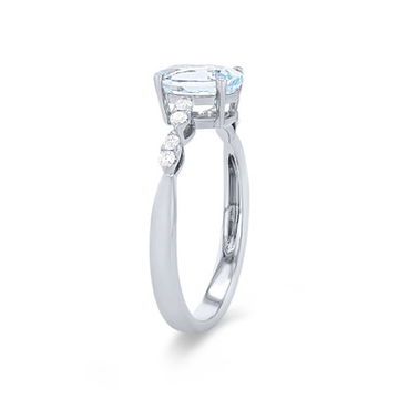 Aquamarine and Diamond Scallop Ring