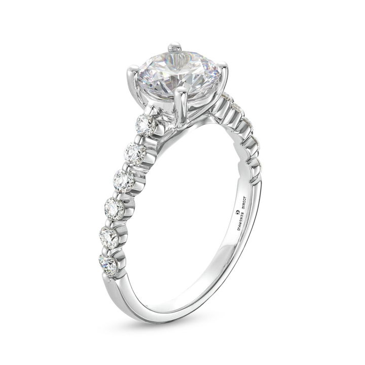White Gold 14K Single Prong Diamond Engagement Setting by Diamonds Direct Designs