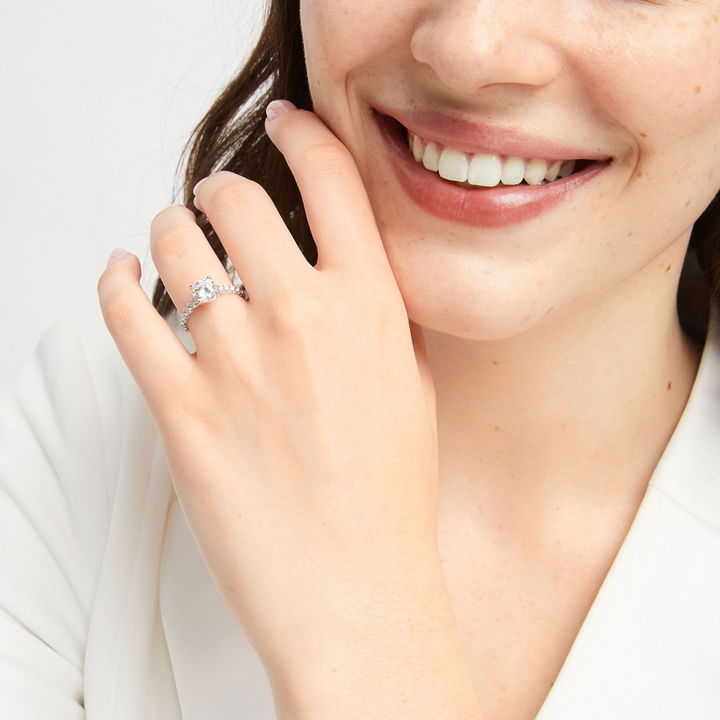 White Gold 14K Single Prong Diamond Engagement Setting by Diamonds Direct Designs