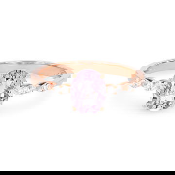 Pink Amethyst and Diamond Scallop Ring