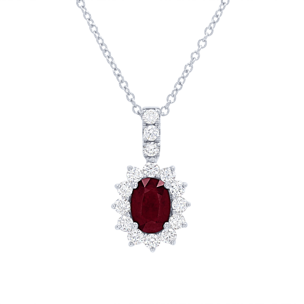 Ruby and Diamond Halo Pendant 0