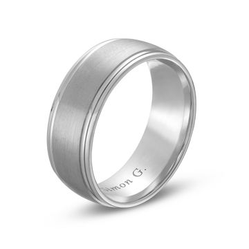 Simon G. Matte Polished Edge 8mm Wedding Band In Platinum