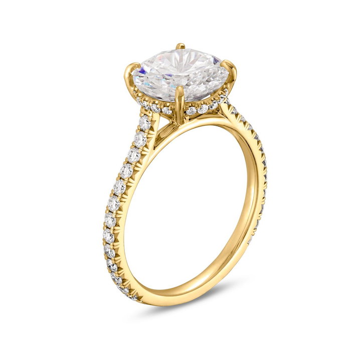 Hidden Halo Cathedral Engagement Setting by C. Gonshor In Yellow Gold 18K
