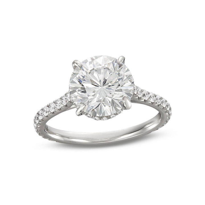Hidden Halo Cathedral Engagement Setting by C. Gonshor In White Gold 14K