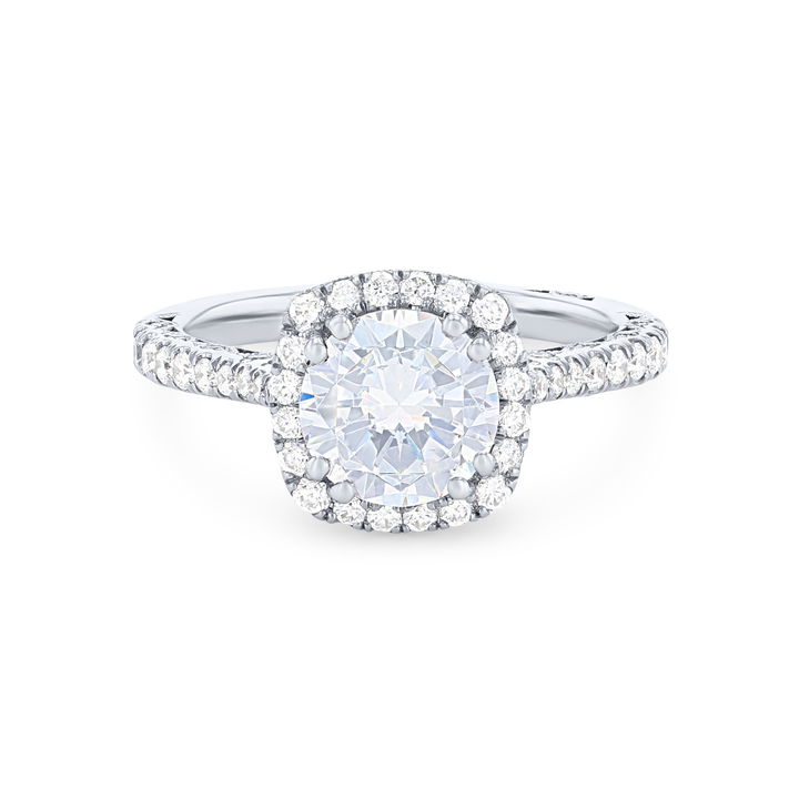 White Gold 18K Tacori Petite Crescent Cathedral Halo Engagement Setting