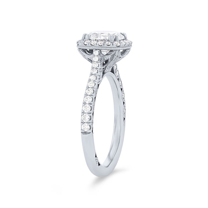 White Gold 18K Tacori Petite Crescent Cathedral Halo Engagement Setting