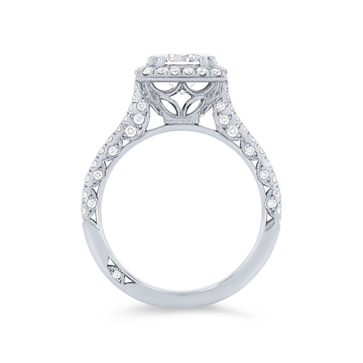 White Gold 18K Tacori Petite Crescent Cathedral Halo Engagement Setting