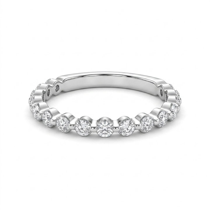 Single Prong Round Diamond Wedding Band (0.50tw) In Solid 14K White Gold