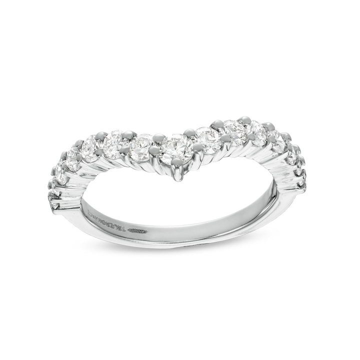 True Romance Contour Graduated Diamond Wedding Band In White Gold 14K