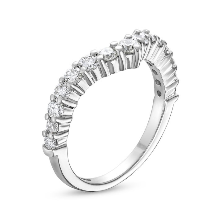 True Romance Contour Graduated Diamond Wedding Band In White Gold 14K