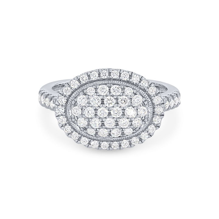 White Gold 14K Pave Diamond Oval Ring