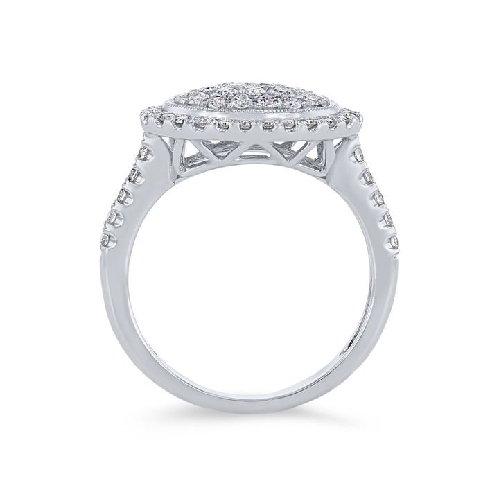 White Gold 14K Pave Diamond Oval Ring