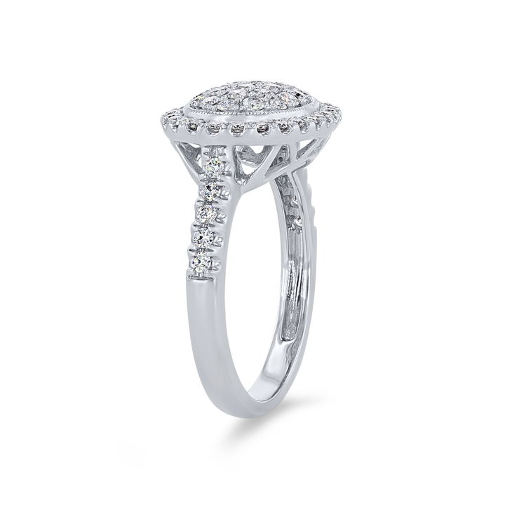 White Gold 14K Pave Diamond Oval Ring