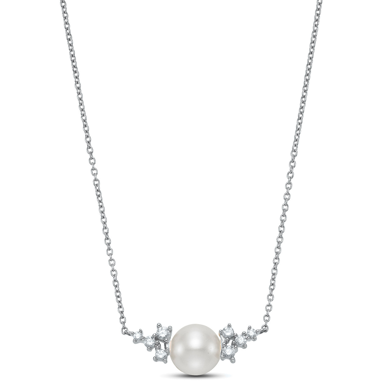 Scattered Diamond and Pearl Pendant