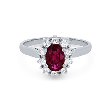 Oval Ruby and Diamond Halo Ring 0