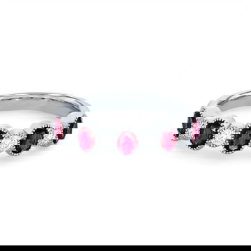 Alternating Ruby and Diamond Bezel Band