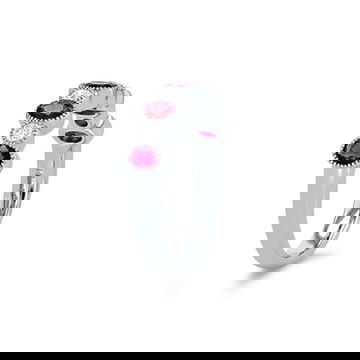 Alternating Ruby and Diamond Bezel Band