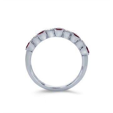 Alternating Ruby and Diamond Bezel Band