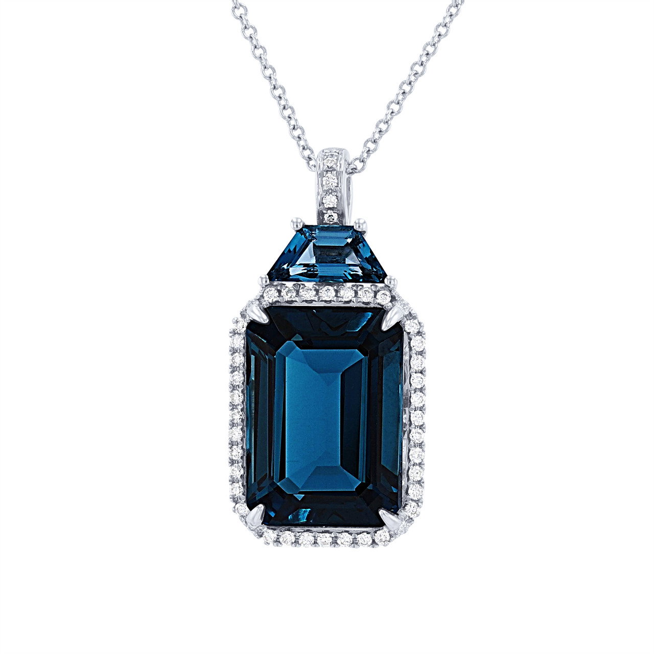 Blue Topaz and Diamond Pendant 0