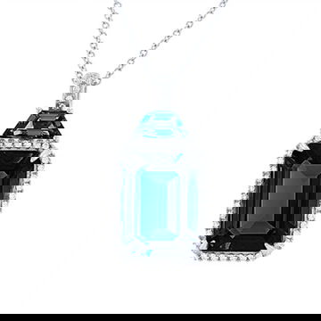 Blue Topaz and Diamond Pendant