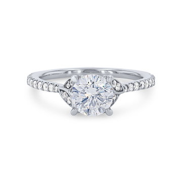 Artcarved Floral Pave Engagement Setting In White Gold 14K