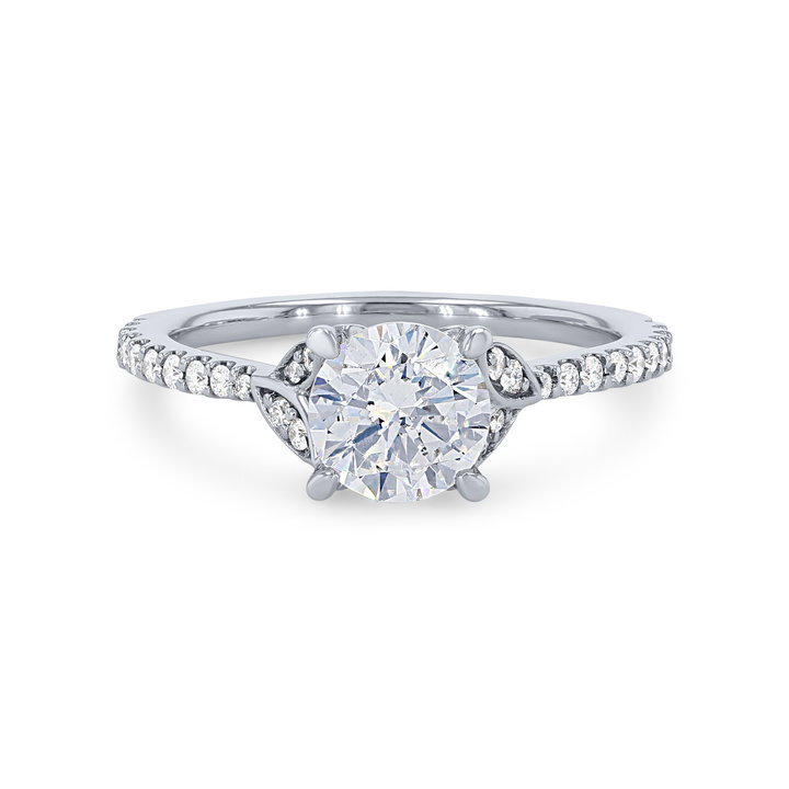 Artcarved Floral Pave Engagement Setting In White Gold 14K