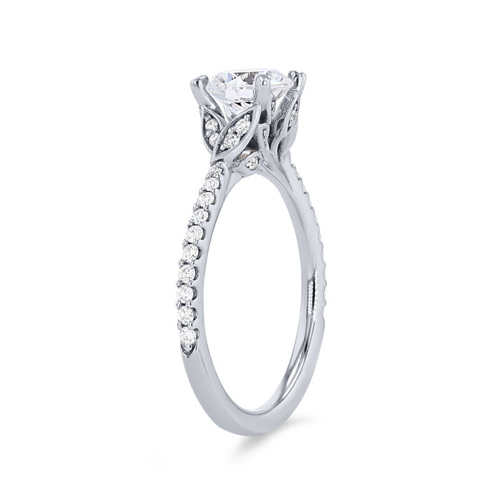 Artcarved Floral Pave Engagement Setting In White Gold 14K